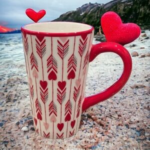 Tall Red & White Valentine Mug